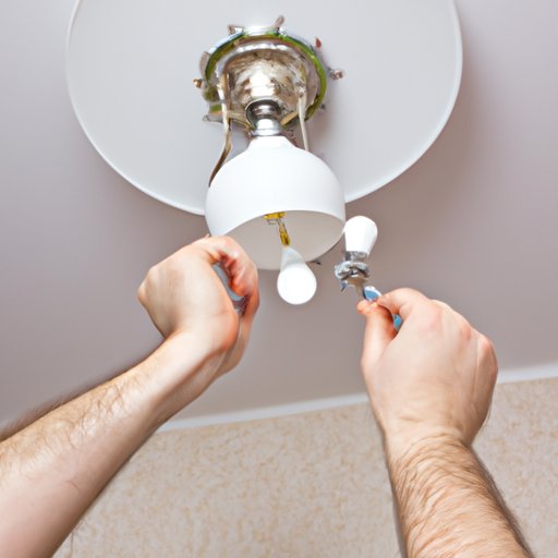 Illustrating the Proper Technique for Changing a Ceiling Light Bulb