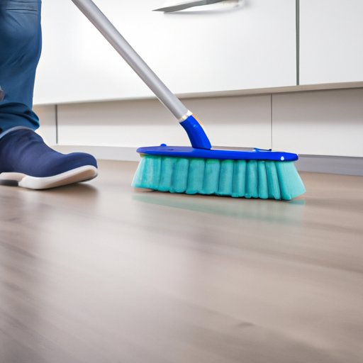 Scrubbing the Kitchen Floor with a Brush