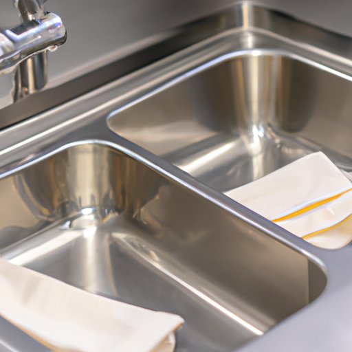 Clean Stainless Steel Sinks with a Soft Cloth and Specialized Cleaner