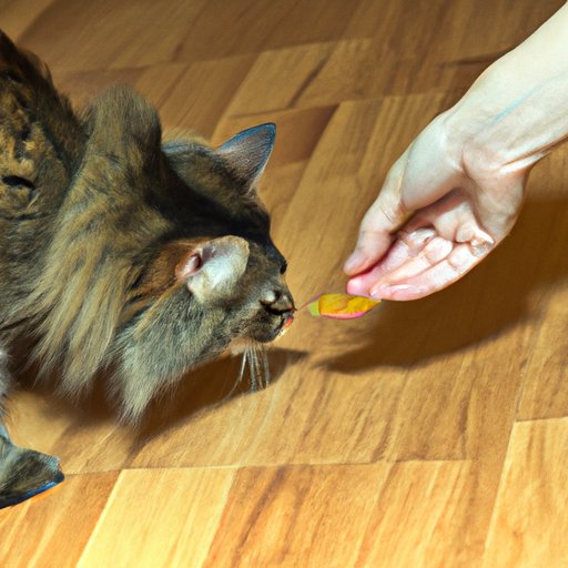 Gently Lure the Cat Out with a Favorite Treat or Toy