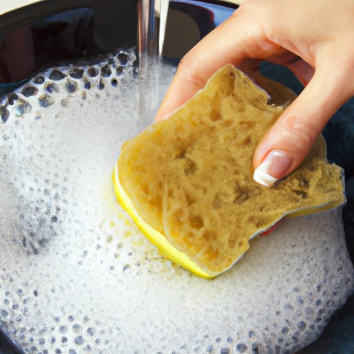 Soaking Your Sponge in a Vinegar and Water Solution