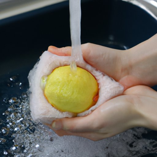 Rinsing the Sponge with Lemon Juice