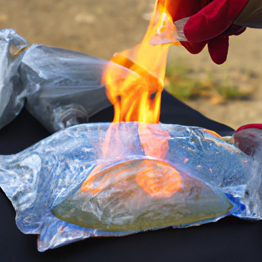 Hold the bag over an open flame to melt the plastic