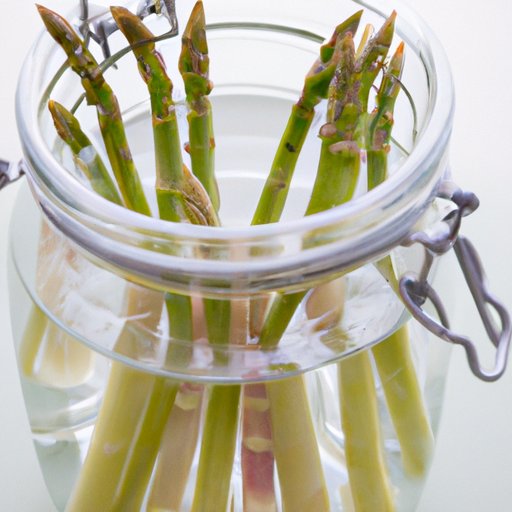 Placing Asparagus Upright in a Jar of Water