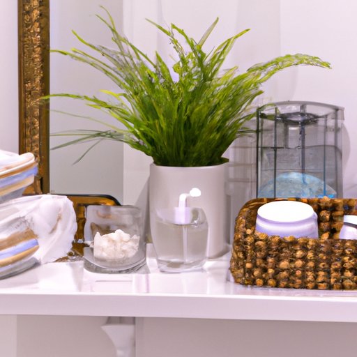 How to Decorate a Bathroom Counter: Utilizing Baskets, Hanging Mirrors, Adding Greenery, Placing Trays and Installing Shelves